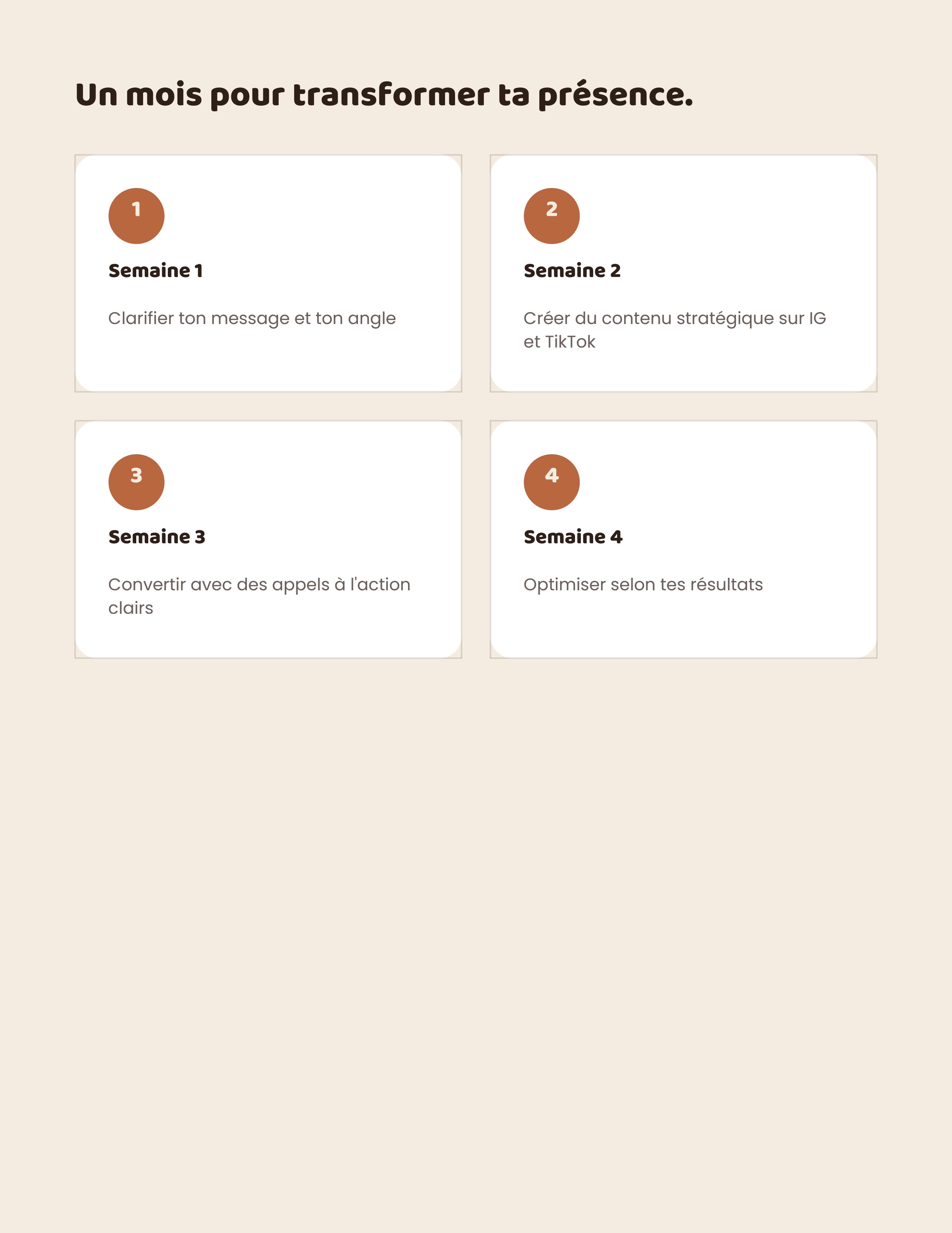 Page du workbook : le plan d'action sur 30 jours